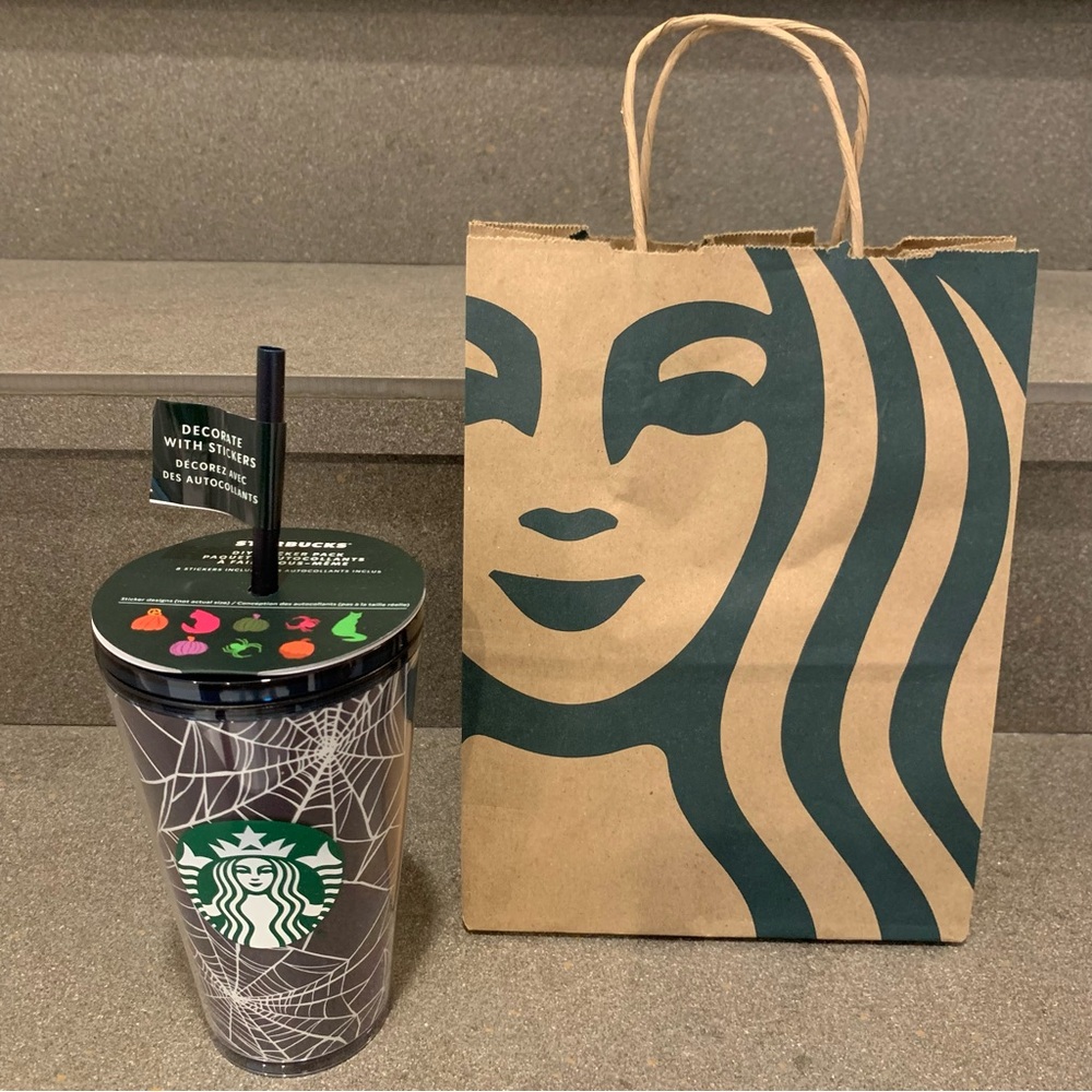 STARBUCKS Glow in Dark Halloween‘21 Spider Web Customizable Sticker Tumbler,NWT